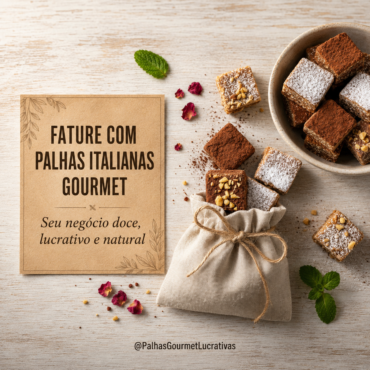 Palhas italianas gourmet embaladas em saquinho artesanal